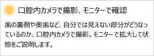 口腔内カメラで撮影、モニターで確認